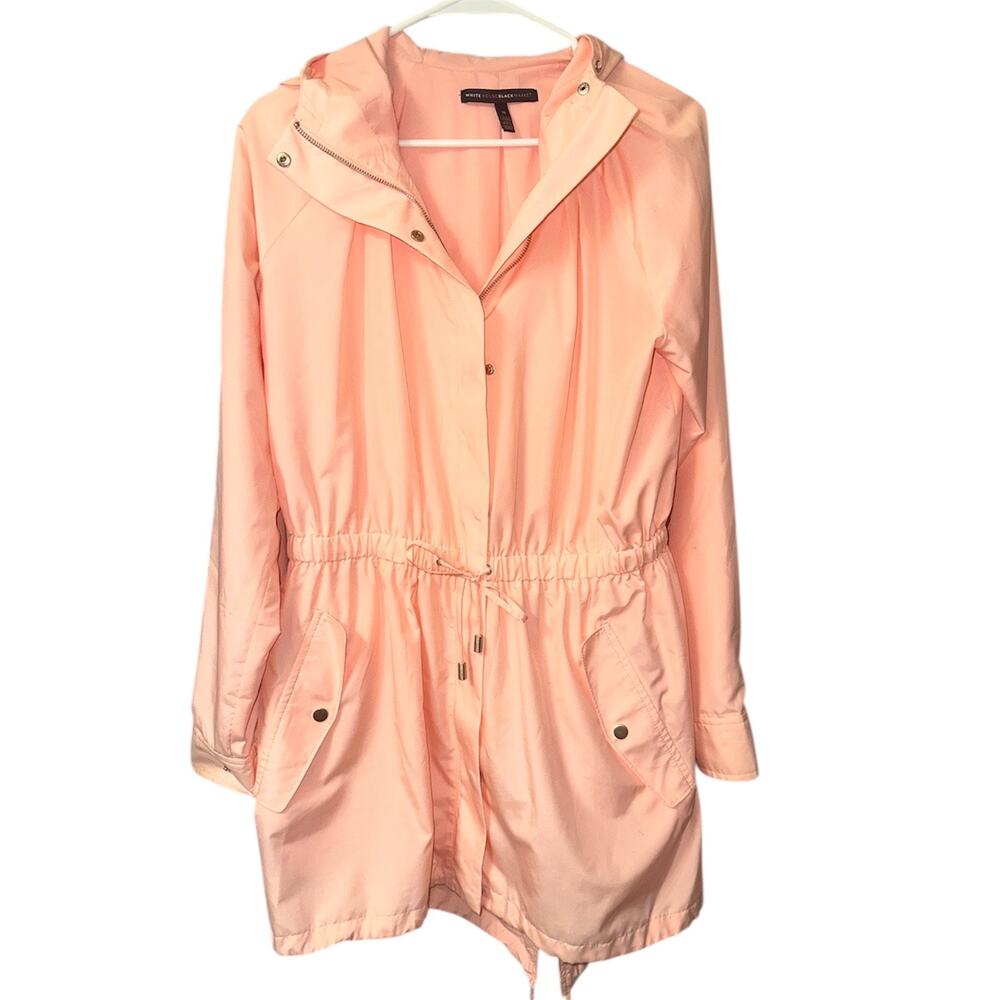 White House Black Market Pink Hooded Anorak Jacket Sz M Lightweight Utility Coat